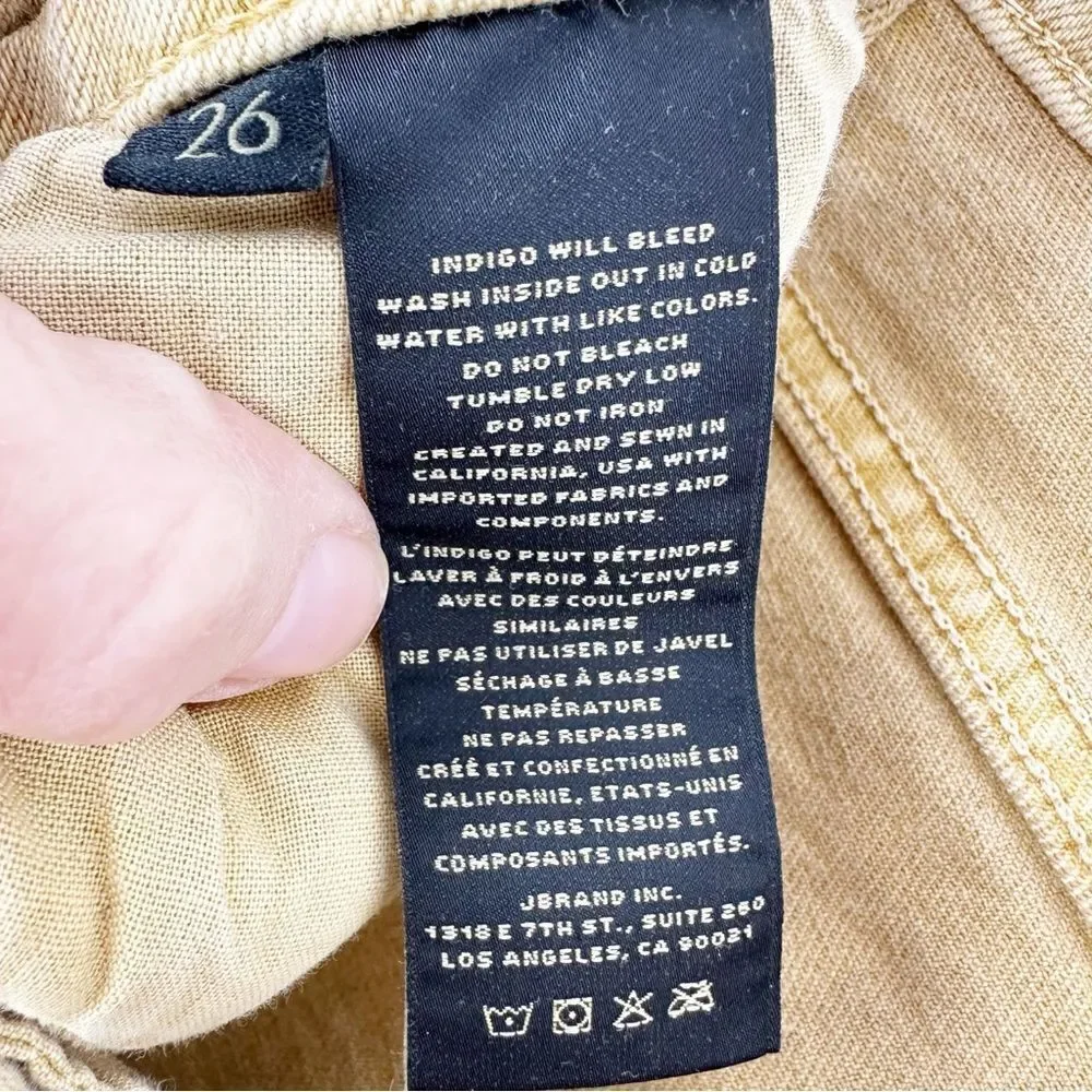 J Brand Julia Frayed-Hem Flared-Leg Cotton Blend‎ Jeans in Litho Gold Sz 26